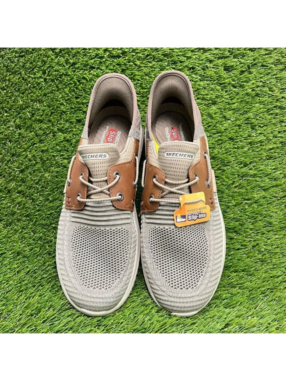 Skechers Delson 3.0 Roth Mens Size 9.5 Taupe Walking Running Shoes Sneakers